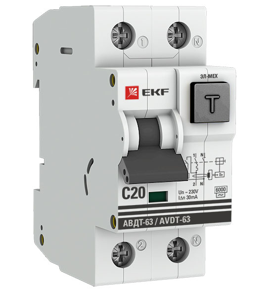 Дифференциальный автомат АВДТ-63 20А/30мА